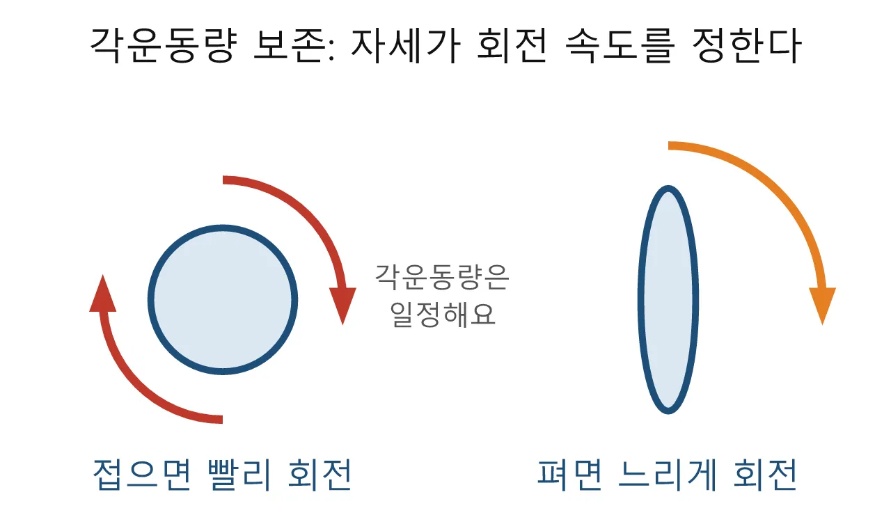 Pose: 다이빙 — 공중에서 몸을 접고 펴기 도식