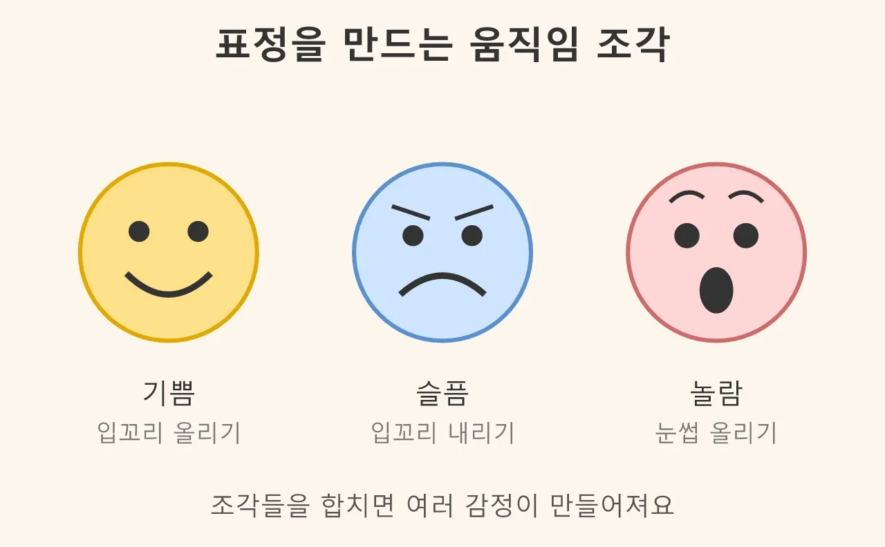 표정과 감정 이야기: 얼굴은 어떻게 마음을 보여줄까? 도식