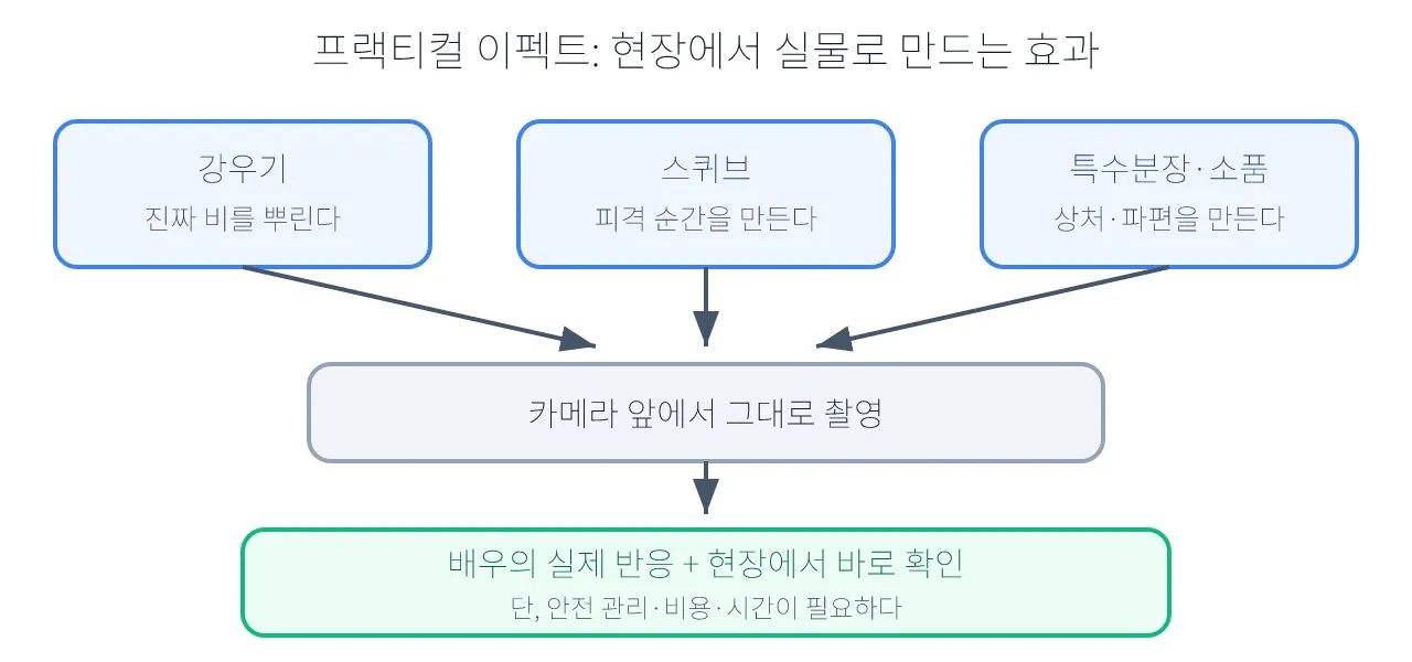 액션 연기: 프랙티컬 이펙트 (실물 효과) 도식