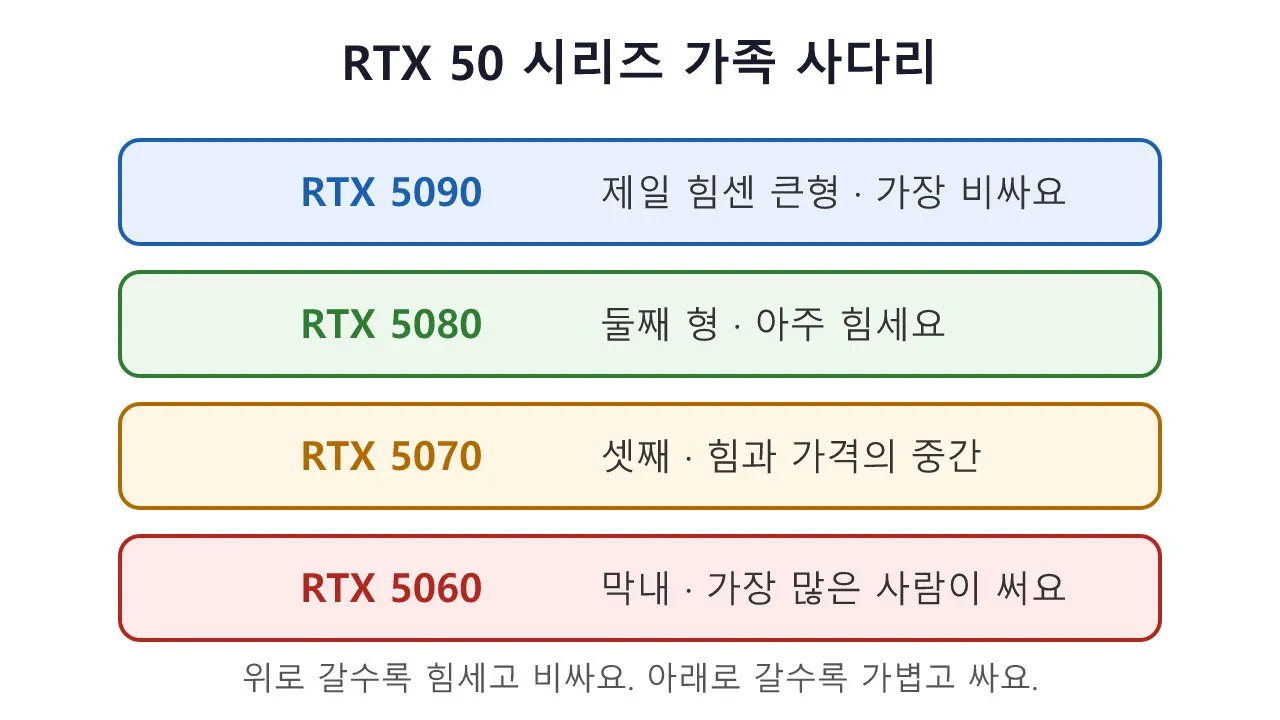 엔비디아 그래픽: GeForce RTX 그래픽카드 라인업 도식