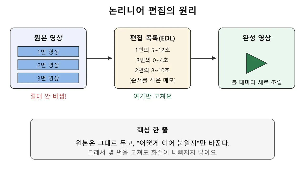 영상 편집의 마법, 논리니어 편집(NLE) 도식