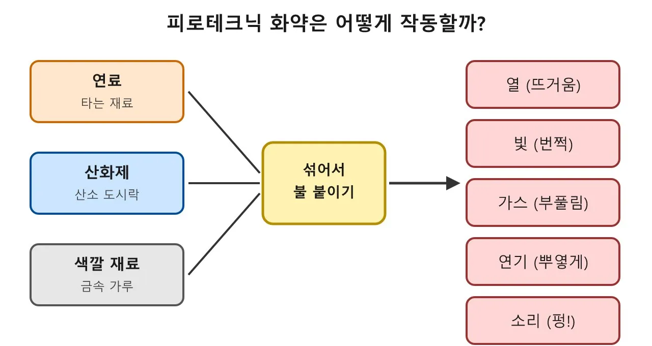 불꽃은 어떻게 무대 위에서 안전하게 터질까? — 화염 스턴트와 피로테크닉 이야기 도식