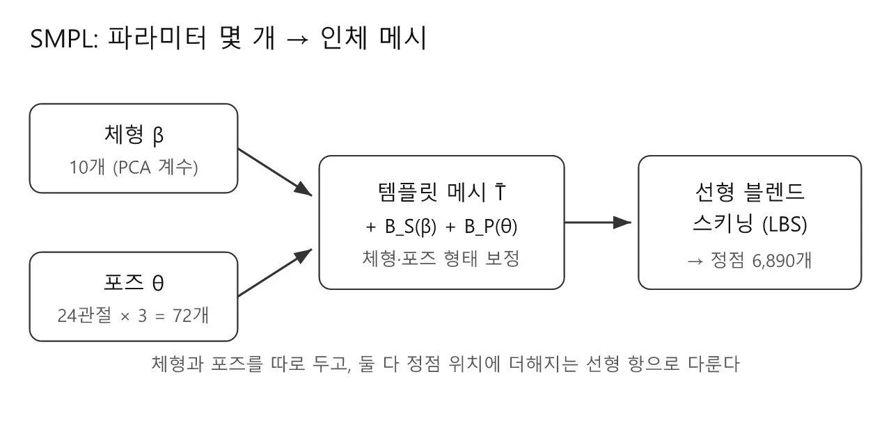 애니 논문: SMPL: 파라미터 몇 개로 사람 몸을 표현하다
